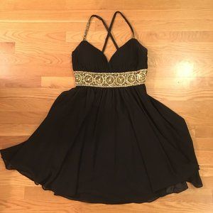 Black Cocktail Dress with Gold Beading Size Small